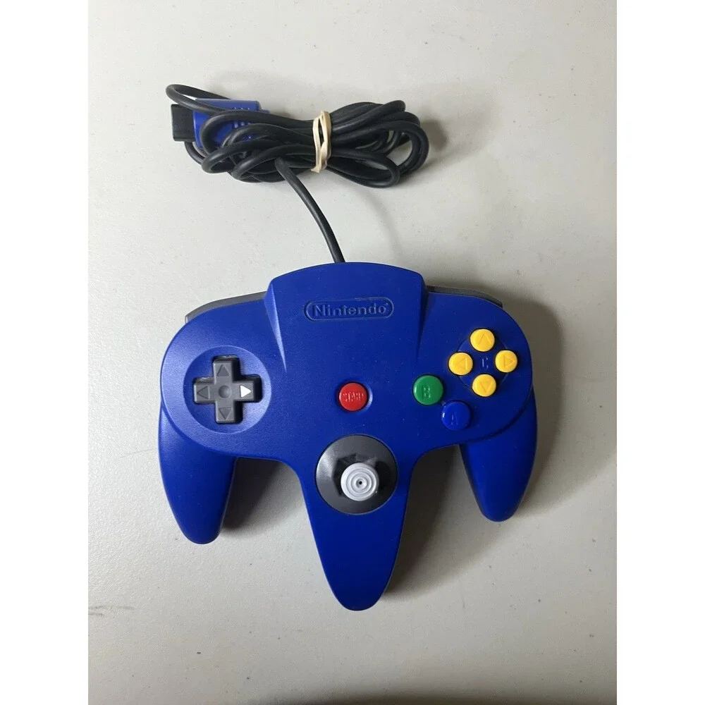 Nintendo 64 Controller N64 Wired OEM Authentic Joystick NUS-005 Blue - Tested